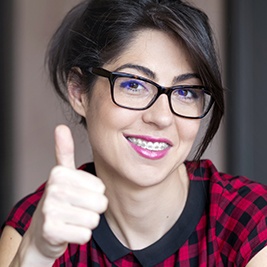 Woman with traditional braces