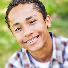 Teen boy with braces