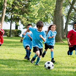Kids playing soccer