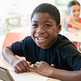 Young boy with braces