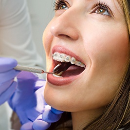 Teen with braces during exam